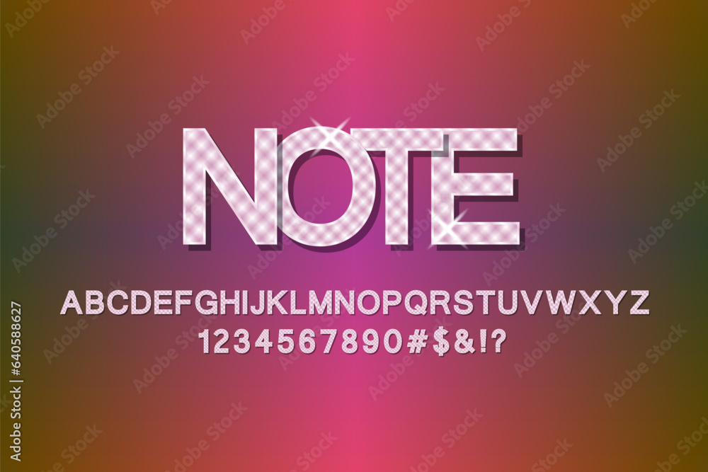 Poster stylish alphabet and numbers with reflective fill and shadow. typography font style for text design.