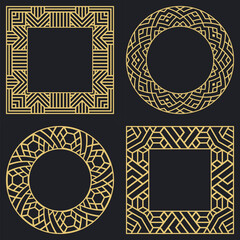 Set decorative circular vintage geometrical ornament.