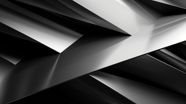Modern dark monochrome abstract background. Color gradient. Geometric shapes, lines and triangles. 3d effect. Glow.ing futuristic. Web banner. Wide. Panoramic. Design Generative AI © Creation Art