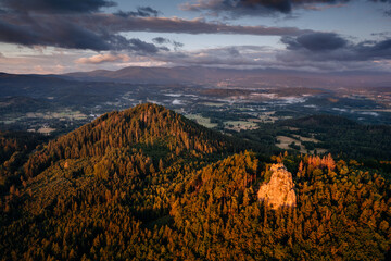 Spectacular morning in Rudawy Janowickie mountains during the summer. In the picture you can see the Falcon hills and Bobr river valley. © PawelUchorczak