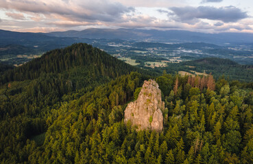 Spectacular morning in Rudawy Janowickie mountains during the summer. In the picture you can see the Falcon hills and Bobr river valley. © PawelUchorczak