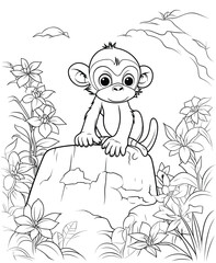 monkey coloring pages for kids