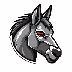 Obraz premium Esport vector logo donkey on white background side view, donkey icon, donkey head, donkey sticker