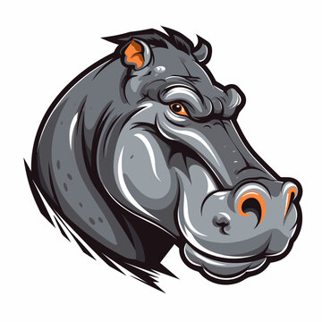 recommend clip art: Esport vector logo hippopotamus on white background side view, hippopotamus icon, hippopotamus head, hippopotamus sticker