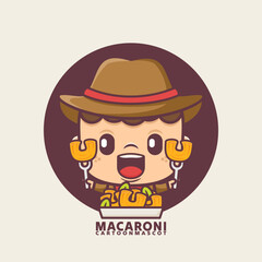 cute cartoon mascot with macaroni italian food