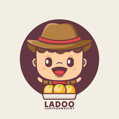 cute cartoon mascot with ladoo indian food