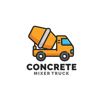 Concrete mixer truck logo design vector illustration
