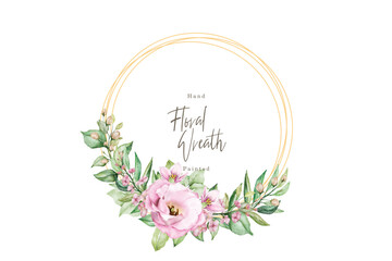  watercolor poppy floral wreath illustration