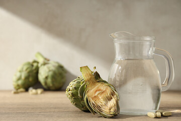 Products for healthcare, healthcare concept - artichoke medicine
