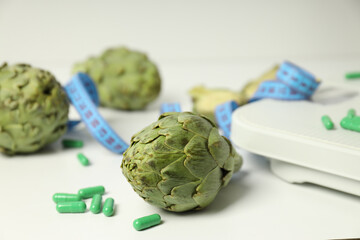 Products for healthcare, healthcare concept - artichoke medicine