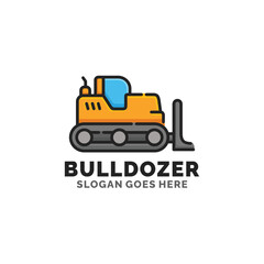 Bulldozer logo design vector illustration