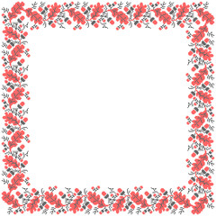 Obraz premium Vector illustration of Ukrainian ornament in ethnic floral style with oak leaves and acorns, identity, vyshyvanka, embroidery for print clothes, websites, banners. background. Floral design, border