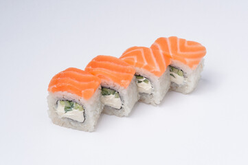 philadelphia roll with cucumber on a light background