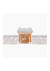 Editable Brush Strokes Traditional Korean Hanok Gate Building Vector Illustration for Artwork Element of Oriental History and Culture Related Design