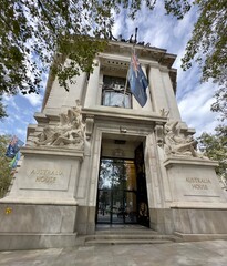 Low angle view of Australia House on the Strand, home of the Australian High Commission in London. 