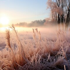 Frosty morning field