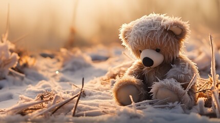 Teddybear left in the snow