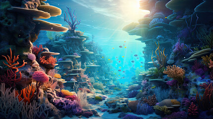 Crystal-clear underwater coral reef paradise