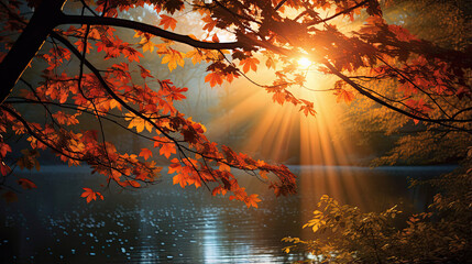Precise capture of sunlight filtering through autumn leaves