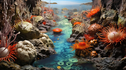 Obraz na płótnie Canvas Astonishingly detailed coastal tide pool ecosystem
