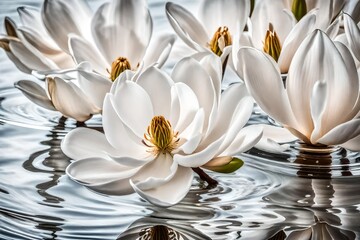 white water lilies in pond