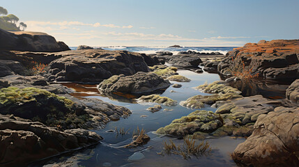 Fototapeta na wymiar Fine textures of a coastal tide pool landscape