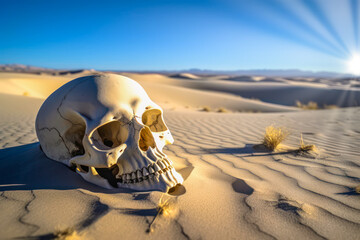 Schädelknochen in der Wüste - obrazy, fototapety, plakaty