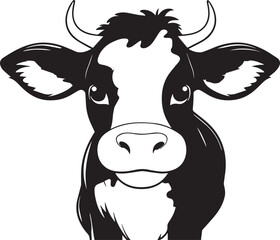 Cute cow icon, Baby cow head, Vector Illustration, SVG