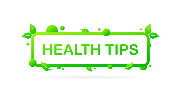 Health tips plate. Flat, green, health icon, health tips. Vector illustration