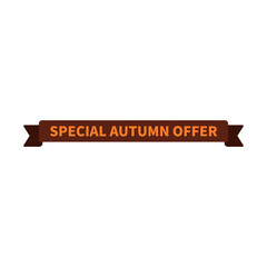 Special Autumn Offer In Brown Rectangle Ribbon Shape For Promotion Business Marketing
