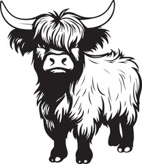 Naklejka premium Cute Highland cow icon, Funny Highland cow, Vector Illustration, SVG