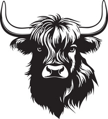 Cute Highland cow icon, Funny Highland cow, Vector Illustration, SVG