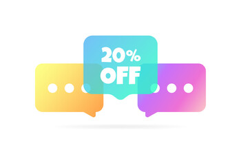 20% OFF bubbles. Flat, color, 20% sign, 20% OFF sign. vector illustration