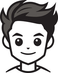 Little Boy icon, Funny cartoon kid  face, Vector illustration, SVG