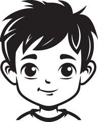 Little Boy icon, Funny cartoon kid  face, Vector illustration, SVG