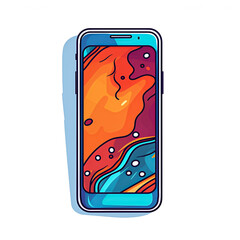 Colorful mobile phone with a fluid art wallpaper.