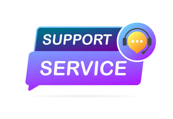 Support service sign. Flat, purple, support sign, support service. Vector icon