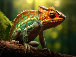 Obraz premium Chameleon in its Natural Habitat, Wildlife Photography, Generative AI