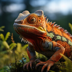 Fototapeta premium Chameleon in its Natural Habitat, Wildlife Photography, Generative AI