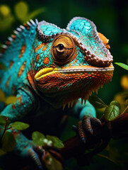 Fototapeta premium Chameleon in its Natural Habitat, Wildlife Photography, Generative AI