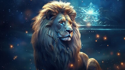 Naklejka premium lion in the night