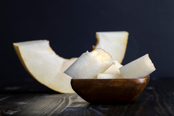 Ripe delicious melon during dessert cooking