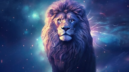 Naklejka premium lion in the night