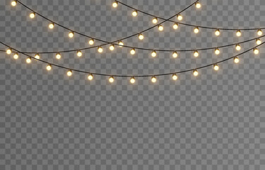 Vector Christmas lights. Christmas garland PNG. Christmas light PNG. Christmas decoration, LED lamps. © Vitaliy