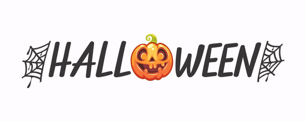Halloween Lettering with Web and Pumpkin
