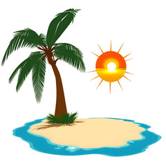 Tropical island cartoon illustration
