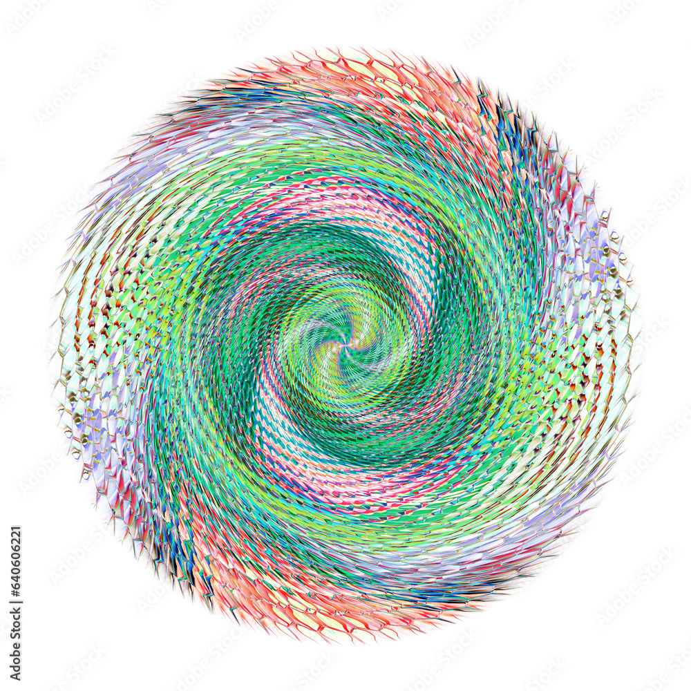 Aufkleber multi-coloured spinning twisting a rotating green textured pattern on a white background