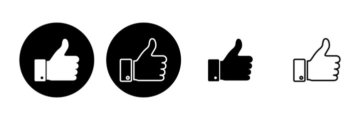 Thumbs up icon set. Hand like. Like icon vector.