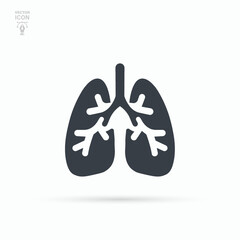 Lungs icon. Respiratory system healthy lung flat medical organ. Isolated vector illustration. 