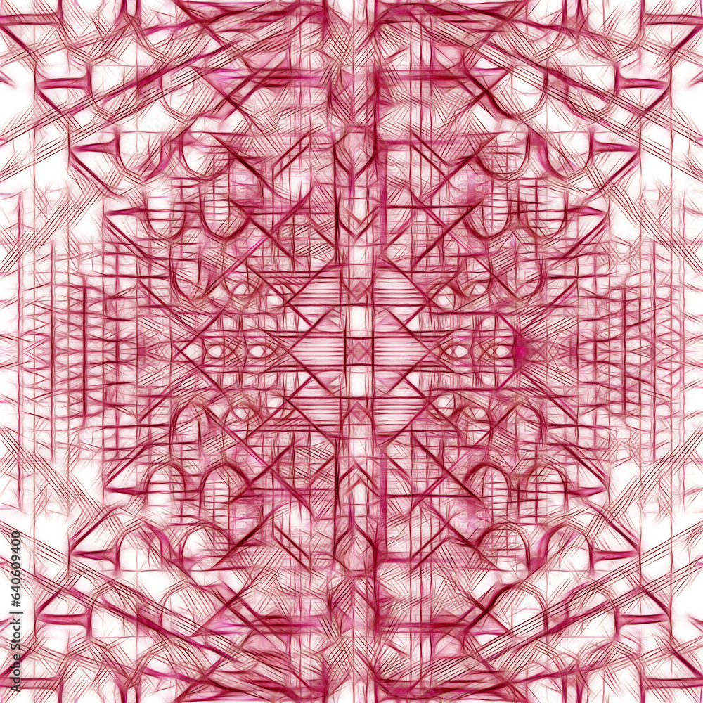 Aufkleber complex glowing 3d grid structure in magenta on a white background